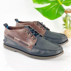 Sperry Men's Chukka Boot Size 12 Moc Toe Leather Mid Top Black Brown Balmoral